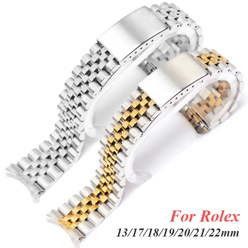 CowLost | product_id-stainless-steel-curved-end-strap-for-rolex-datejust-13-22mm-solid-metal-bracelet-accessory |1