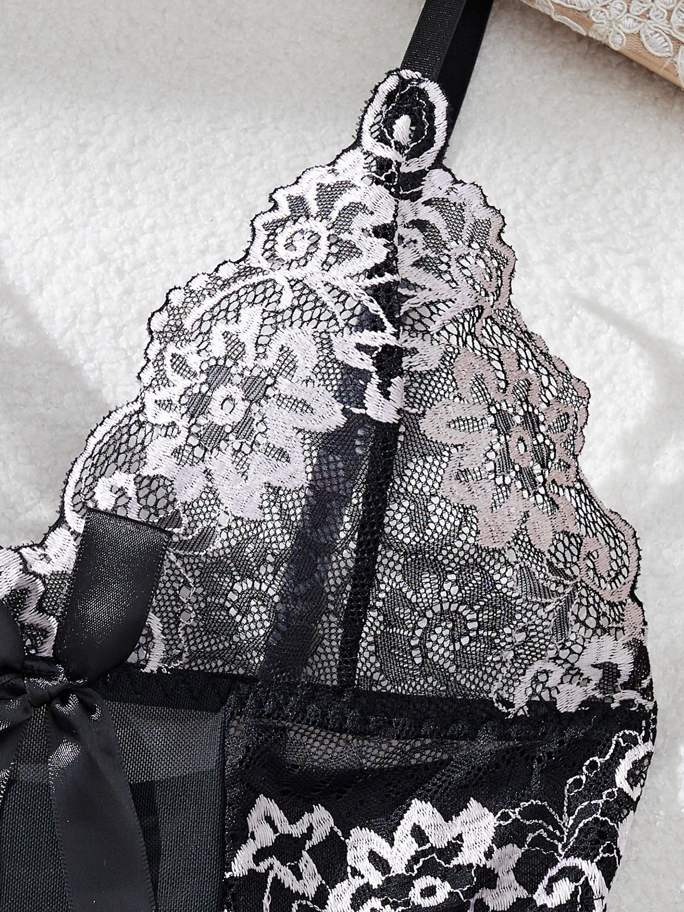 CowLost | contrast-black-sexy-lingerie-women-underwear-transparent-sleepwear-lace |3