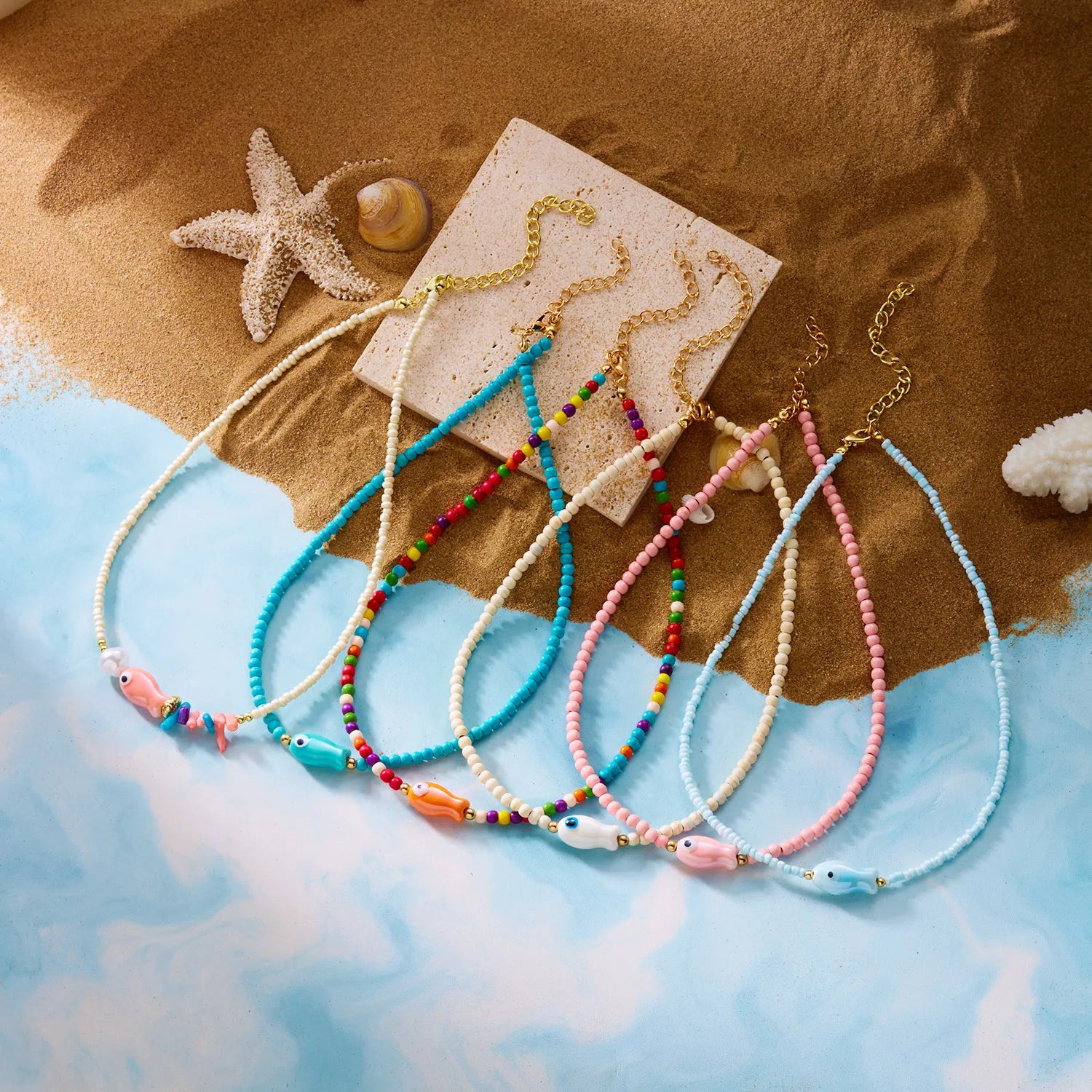 CowLost | colorful-ceramic-fish-beaded-necklace-for-women-unisex-handmade-rice-beads-choker-beach-party-aesthetic-charm-jewelry-gifts |4