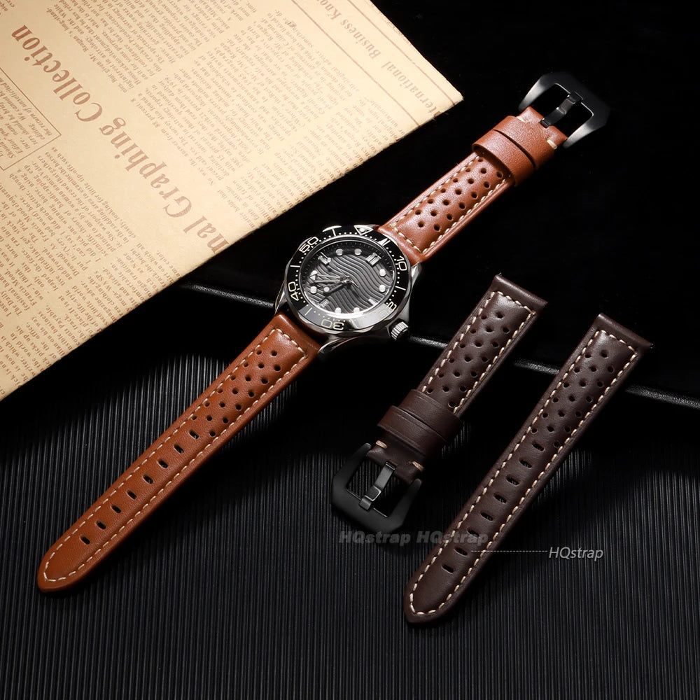CowLost | product_id-vintage-handmade-breathable-leather-watch-strap-18-26mm-for-panerai-gray-black-brown-blue |4