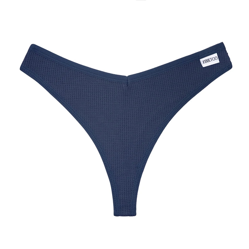 CowLost | activewear-pants-3pcs-cotton-waffle-women-s-sexy-thong-panties-set |23