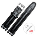 CowLost | product_id-sweatproof-cowhide-leather-watch-strap-17mm-19mm-for-swatch-black-brown-white-wholesale |19