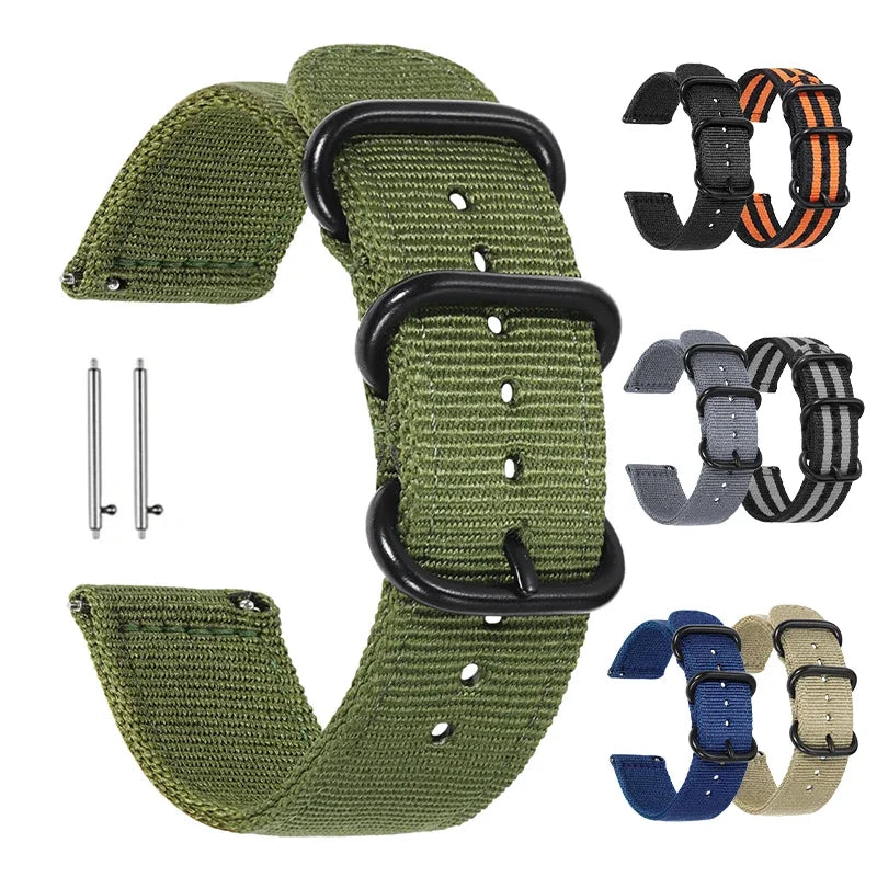 Woven Nylon Sport Watch Strap 18mm-24mm for Seiko, Amazfit, Samsung Galaxy 4/5/6