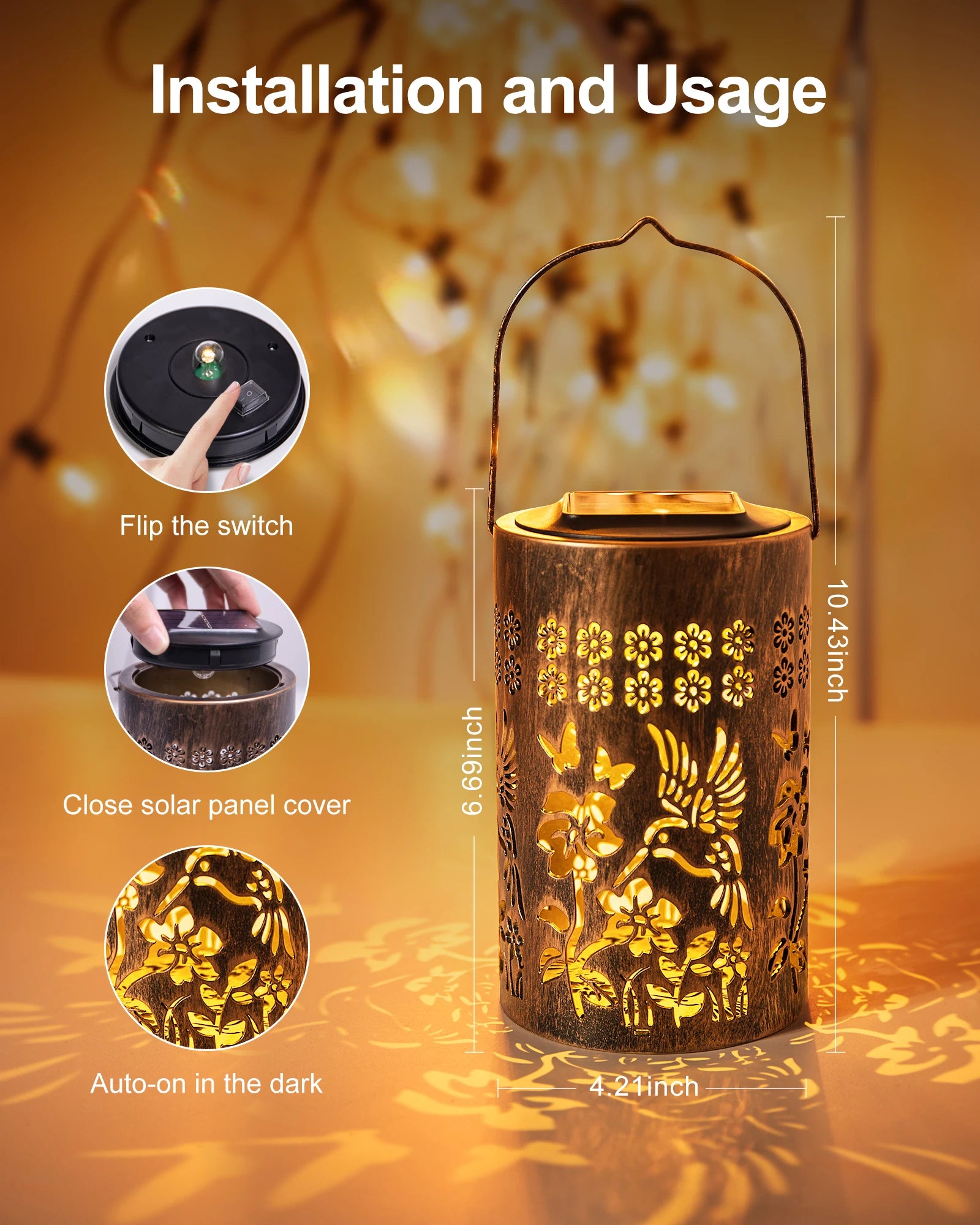 2025 Fairy Solar Lantern with Upgraded LED Beads, IP67 Waterproof Warm White Light for Garden Patio Path