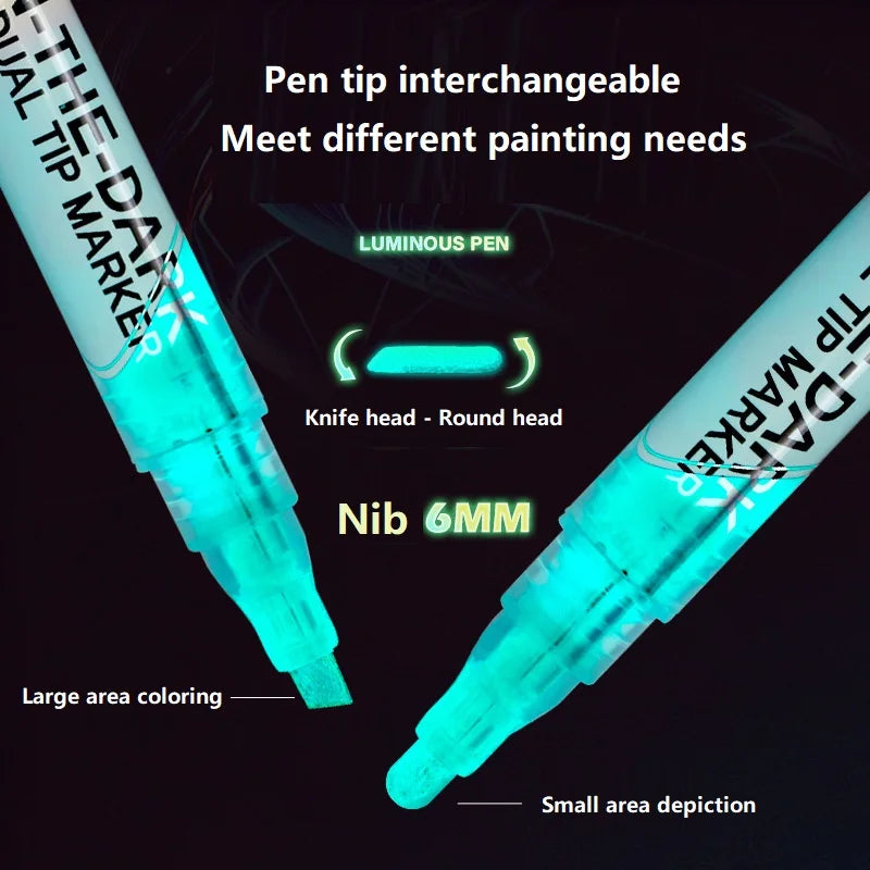 CowLost | product_id-double-ended-dual-color-glow-in-the-dark-waterproof-highlighter-pen-1-4pcs-art-supplies |4