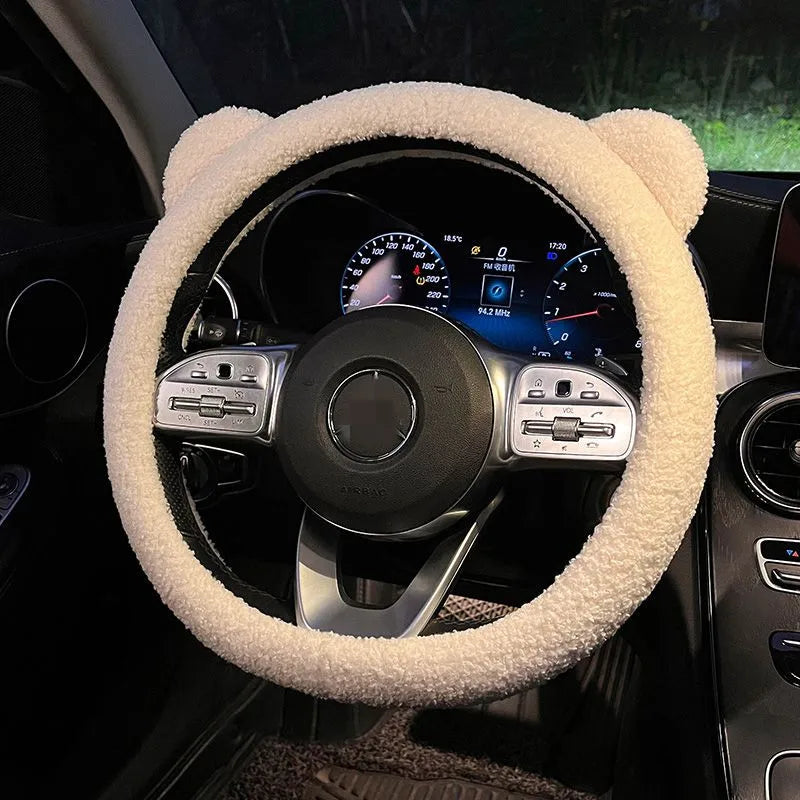 CowLost | winter-warm-soft-plush-cartoon-bear-ear-car-interior-accessories |27