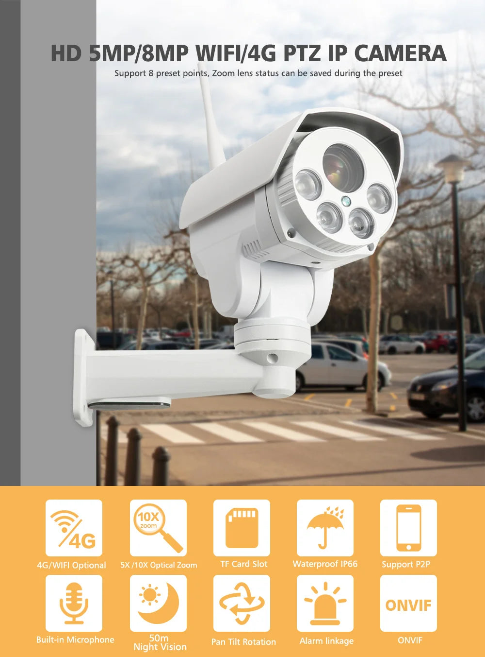 CowLost | 4k-8mp-4g-sim-card-ptz-ip-camera-wifi-audio-5x-10x-optical-zoom-5mp-cctv-security-bullet-cameras-outdoor-ir-50m-p2p-camhipro |8