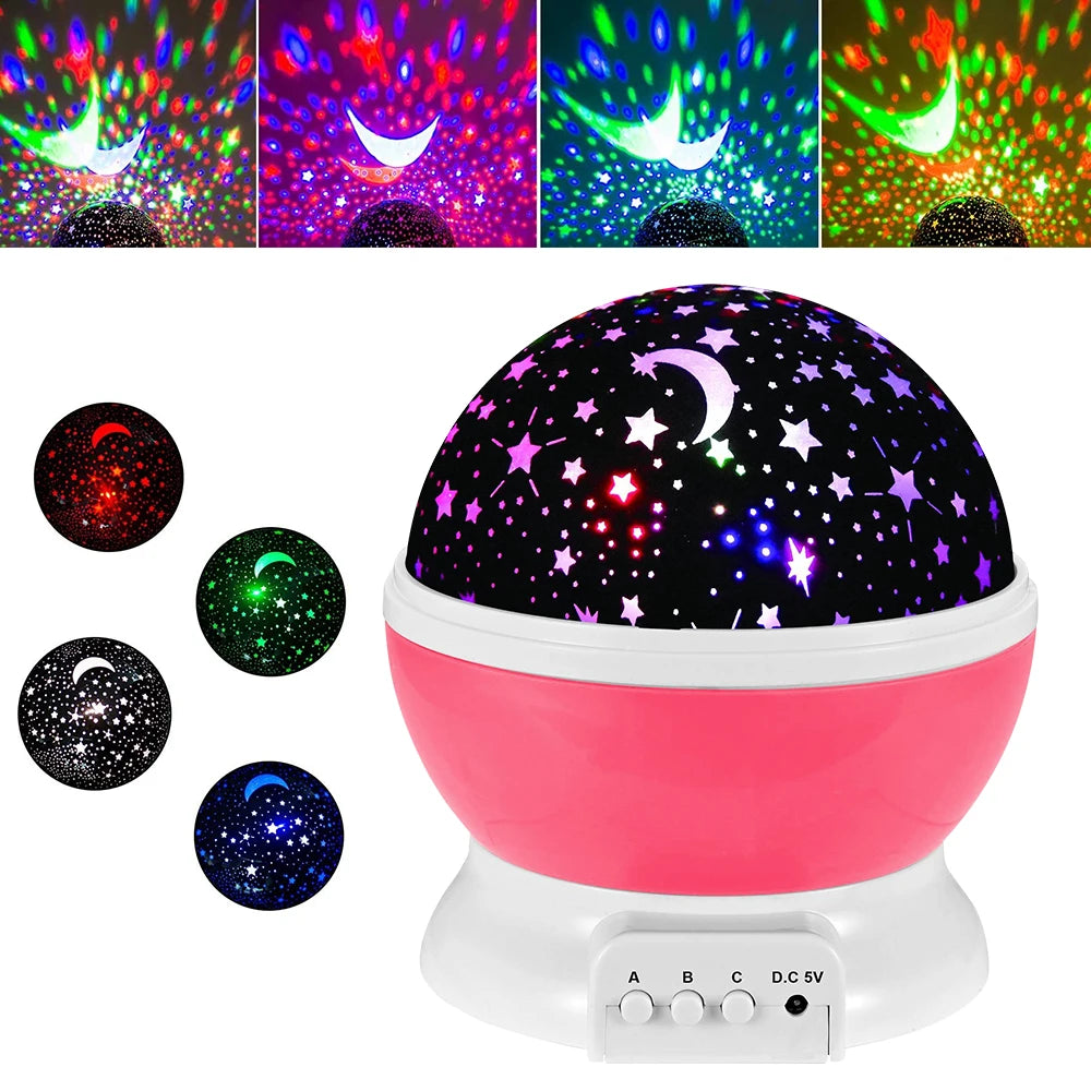Starry Sky Night Lamp Projector Rotating Baby Nursery Moon Galaxy Table Light