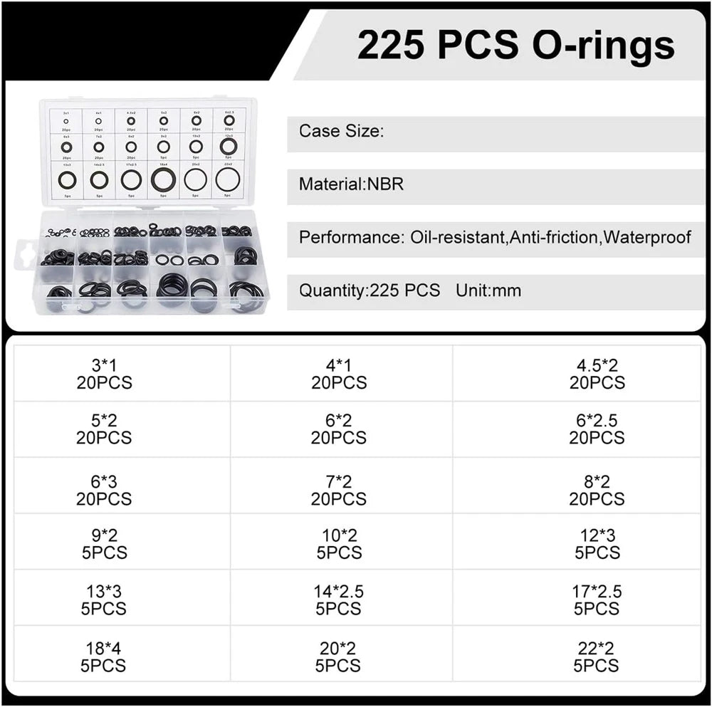 CowLost | o-ring-assortment-kit-set-nitrile-rubber-high-pressure-o-rings-nbr-sealing-kit-for-plumbing-automotive-and-faucet-repair-o-rings |24