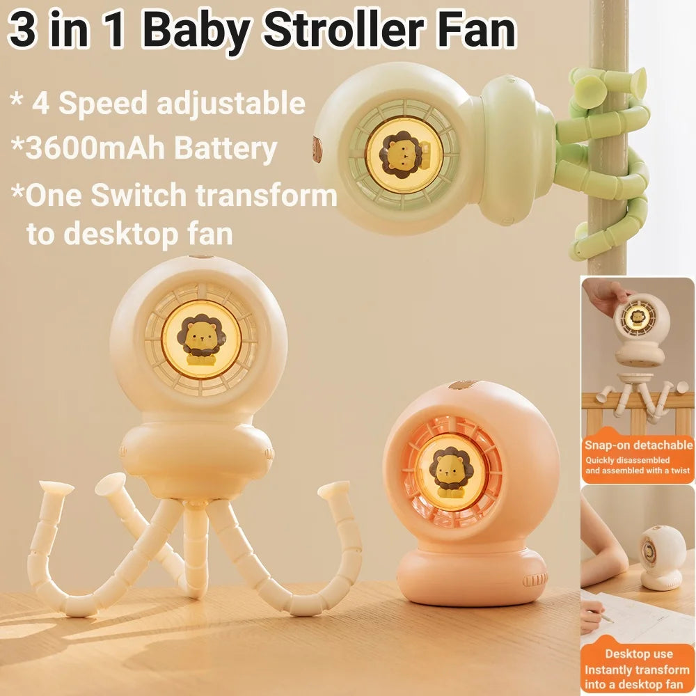 CowLost | portable-fan-clip-baby-stroller-usb-rechargeable-3600mah-with-light-stand-handheld |1