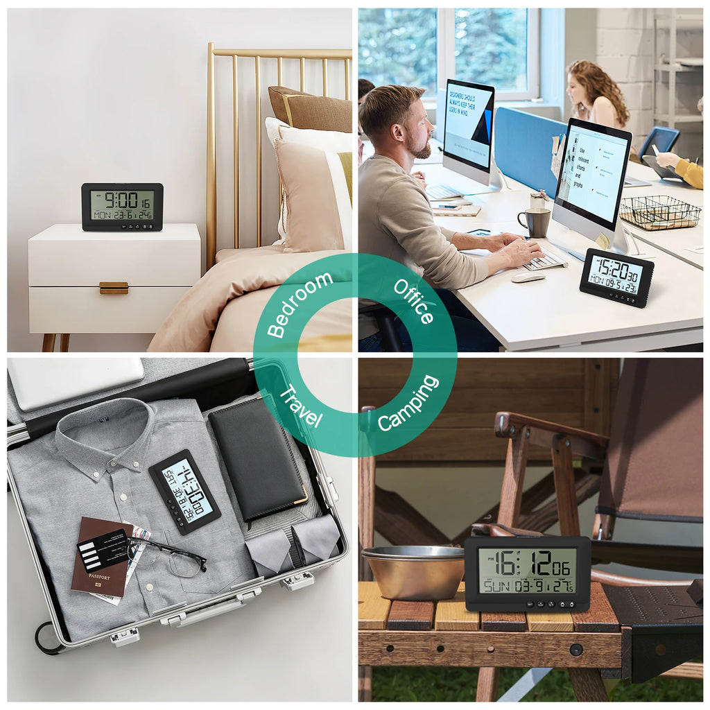 ORIA Digital Travel Alarm Clock with LCD, Dual Alarms & Calendar for Bedroom Office