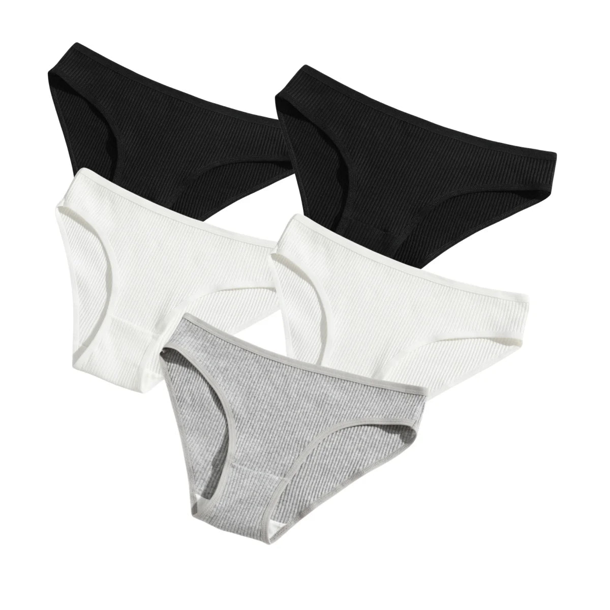 CowLost | product_id-5pcs-women-s-cotton-stretch-solid-color-briefs-soft-comfort-panties-s-xxl |17