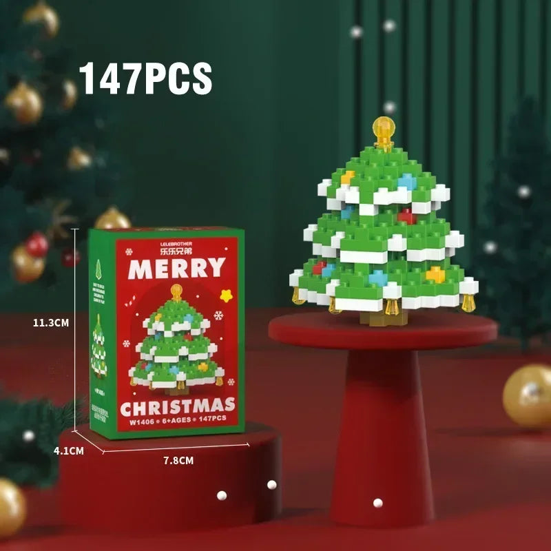 Christmas Micro Building Block Set Santa Claus Reindeer Puzzle Toy for Kids