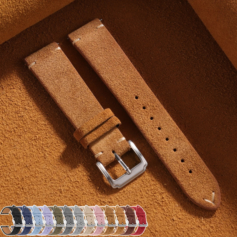 CowLost | bracelets-product_id-quick-release-vintage-suede-cowhide-watch-strap-handmade-16-22mm-gray-brown-green |1