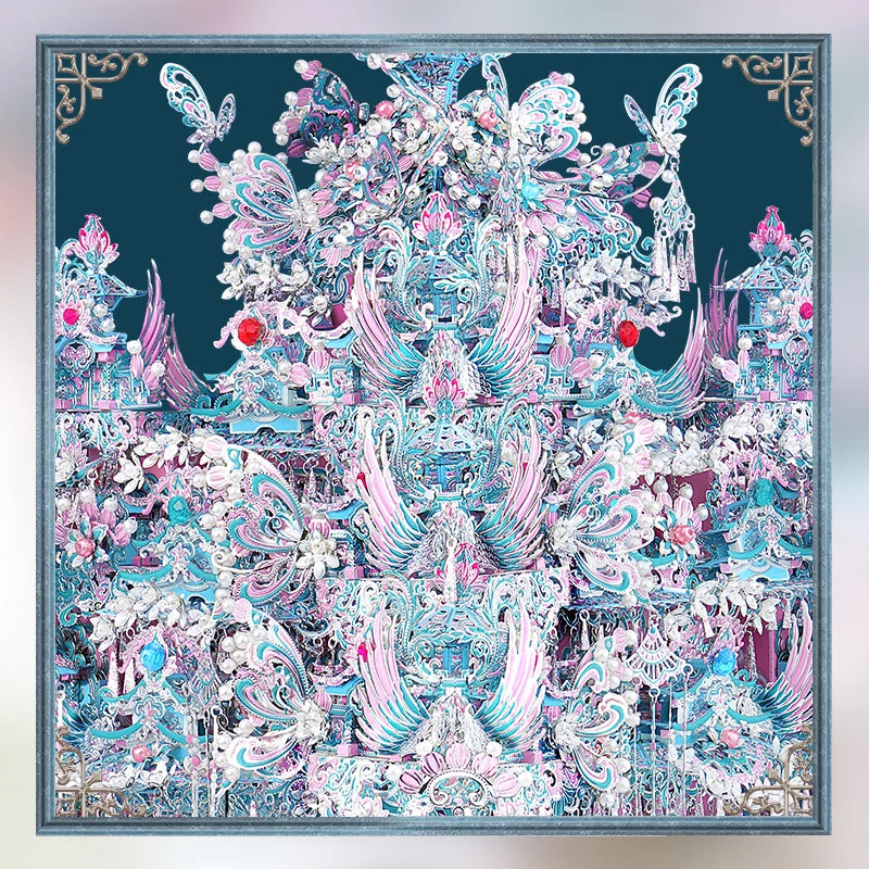 CowLost | fencing-barriers-piececool-3d-metal-puzzle-pearl-pink-bridal-sedan-chair-model-kit |3