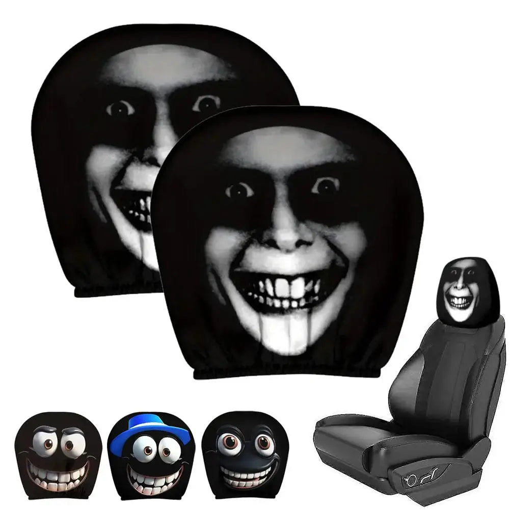 CowLost | car-seat-covers-product_id-2pcs-smiley-face-car-pillowcases-soft-washable-headrest-cushion-covers-polyester |8
