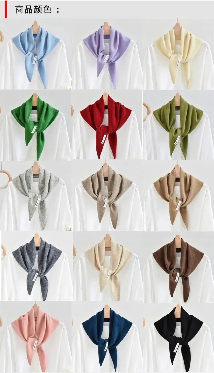 CowLost | australian-wool-knitted-triangle-scarf-shawl-womens-autumn-winter-warm-neck-protection-scarf |7