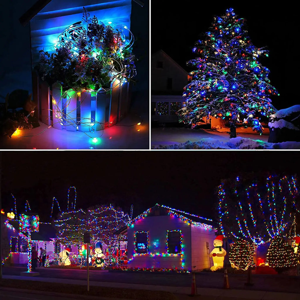 Solar Outdoor Fairy String Lights, 50-300 LED Copper Silver Wire, Waterproof, 8 Modes for Christmas & Wedding