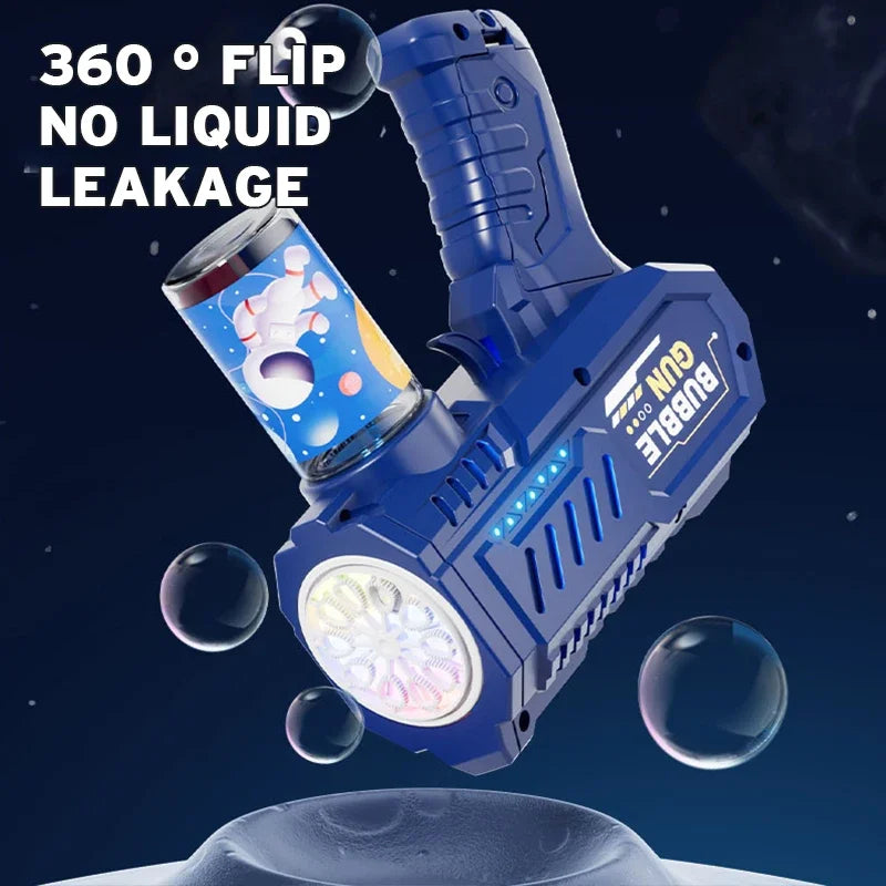 Automatic Bubble Gun Rocket Blower with Bubble Liquid Toy for Kids Outdoor Beach Gifts