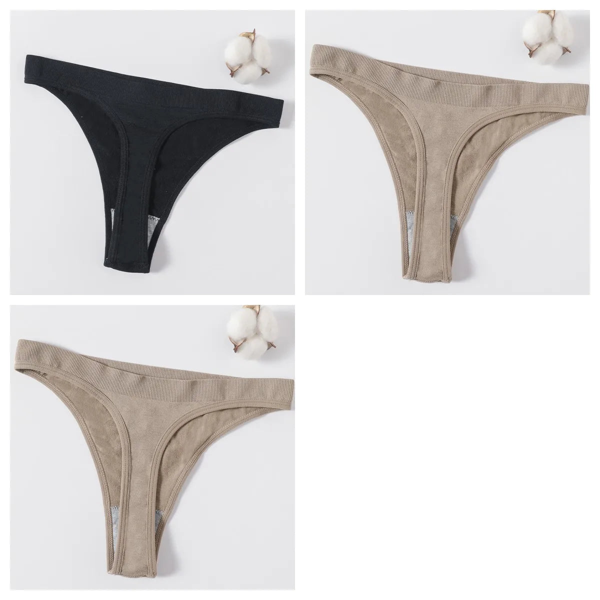 CowLost | product_id-3pcs-womens-brazilian-low-rise-ribbed-stretch-g-string-panties-m-xl-soft-comfort |42