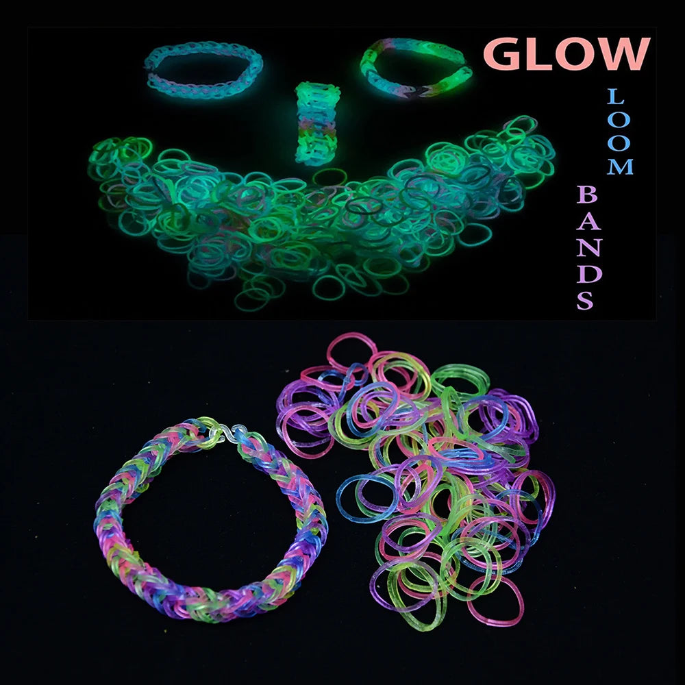 3000pcs Luminous Transparent Rubber Loom Bands for DIY Bracelets, Headwear, and Hair Ties