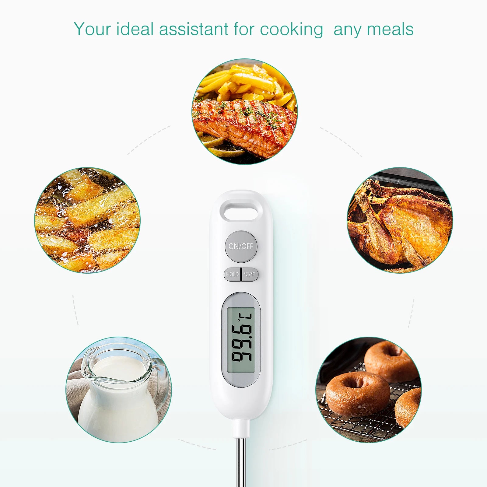 ORIA Digital Meat and BBQ Thermometer Cooking Probe for Water, Milk, Oil, Oven Temperature Measurement