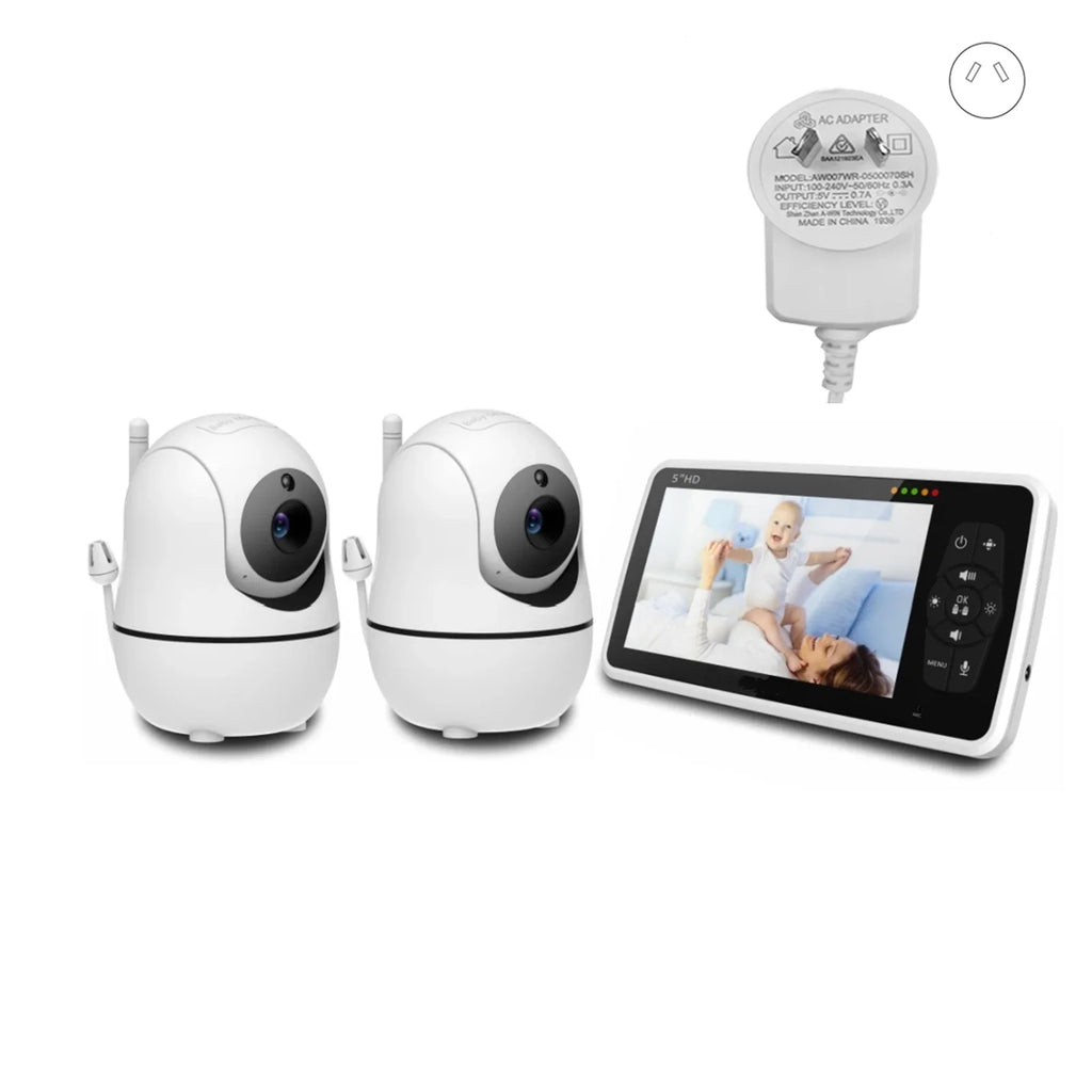 CowLost | baby-transport-accessories-babystar-5-inch-video-baby-monitor-with-two-cameras-audio-night-vision-and-4x-zoom |9