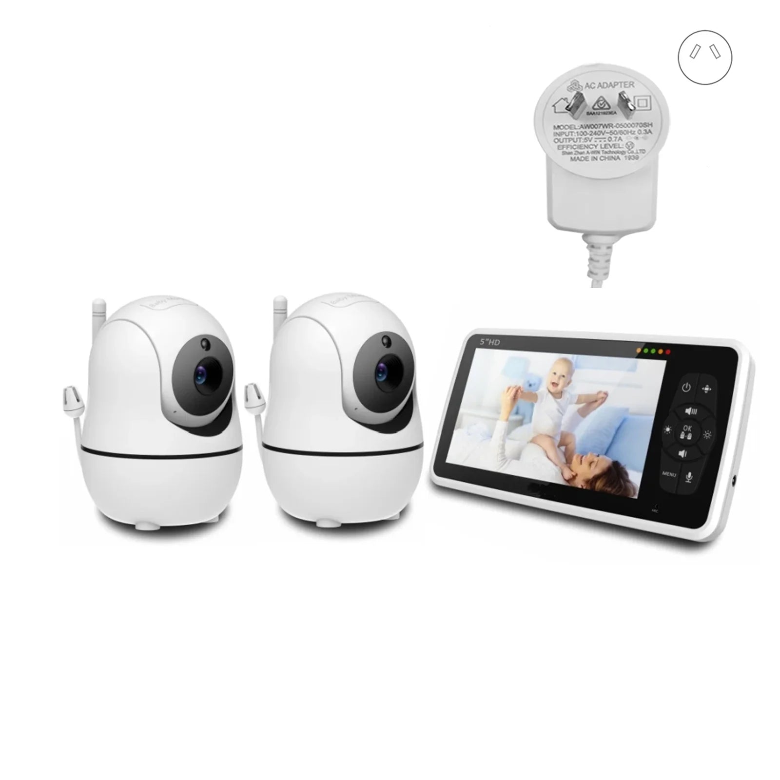 CowLost | baby-transport-accessories-babystar-5-inch-video-baby-monitor-with-two-cameras-audio-night-vision-and-4x-zoom |9