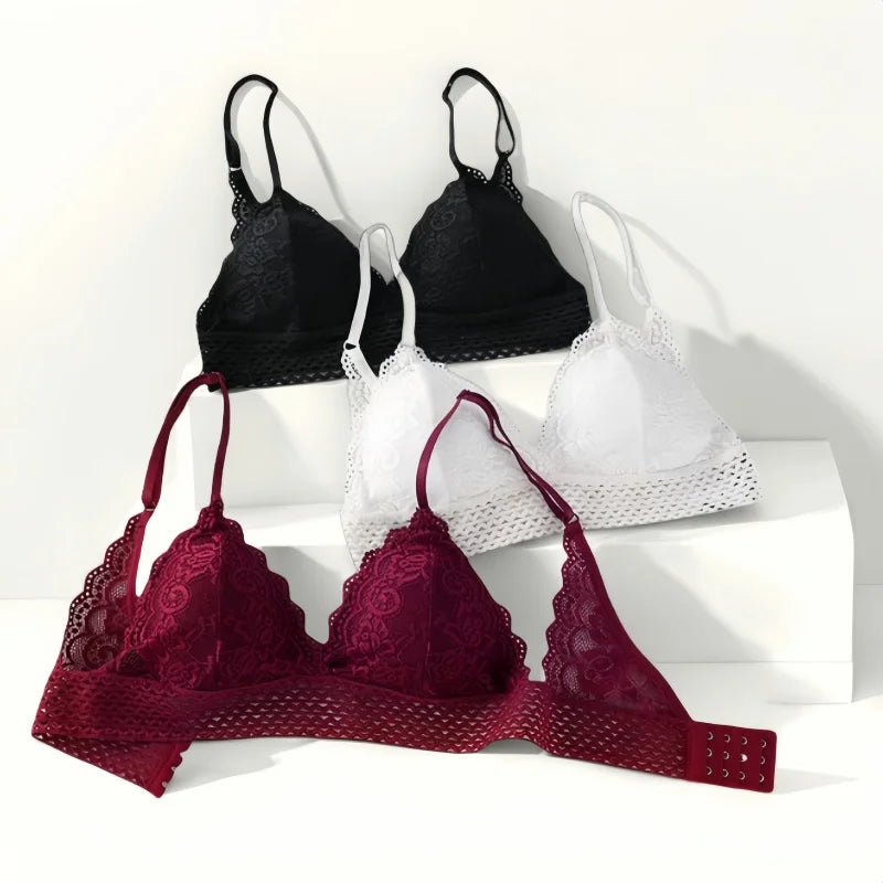 CowLost | product_id-floral-lace-v-neck-padded-non-wire-push-up-bralette-for-women |2
