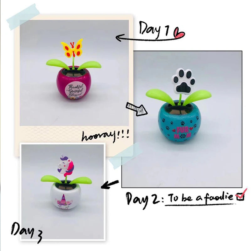 CowLost | solar-automatic-swing-solar-flower-car-ornaments |6