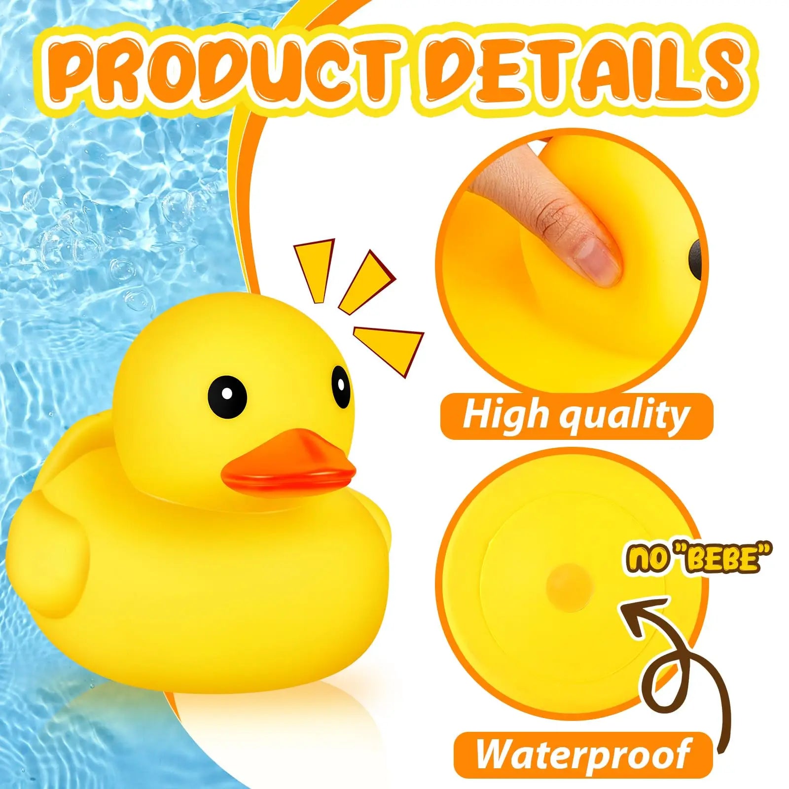 CowLost | product_id-1-2-pcs-giant-10-2-inch-rubber-duck-bath-toy-squeaky-large-yellow-rubber-ducky |3