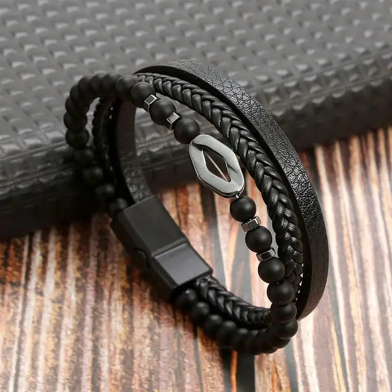 CowLost | fashion-braided-rope-woven-multilayer-leather-men-bracelets-punk-mental-magnet-bangle-for-friend-charm-jewelry-gifts |14