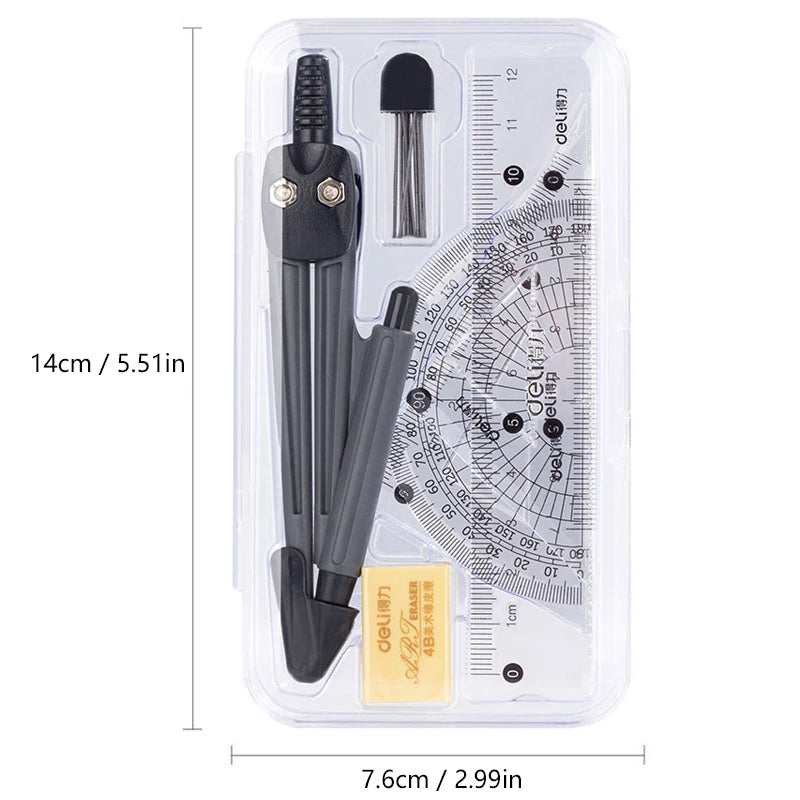 CowLost | deli-student-ruler-and-compass-set-for-drawing-multifunctional-learning |6