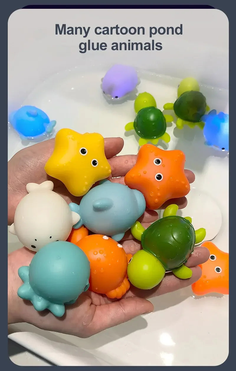 LED Light Up Floating Frog Bath Toy for Kids - Soft Rubber Swimming Toy