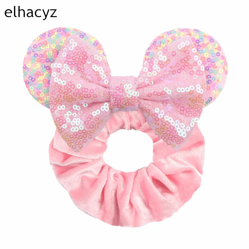 CowLost | mouse-ears-sequins-bow-women-velvet-scrunchies |46