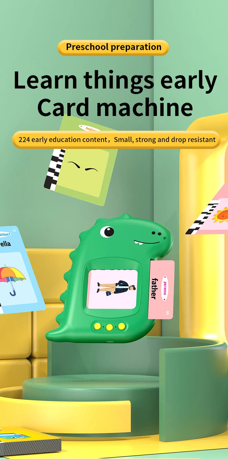 Early Education Talking Flash Card Machine with English Audio Book for Kids Birthday Gift Toy