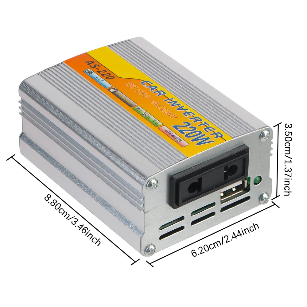 CowLost | product_id-12v-dc-to-220v-ac-220w-usb-power-inverter-with-battery-clips-portable-car-solar-transformer |2