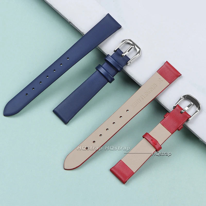 Ultra Thin Waterproof Leather Watch Strap 8-17mm Soft Plain Universal Sport Band