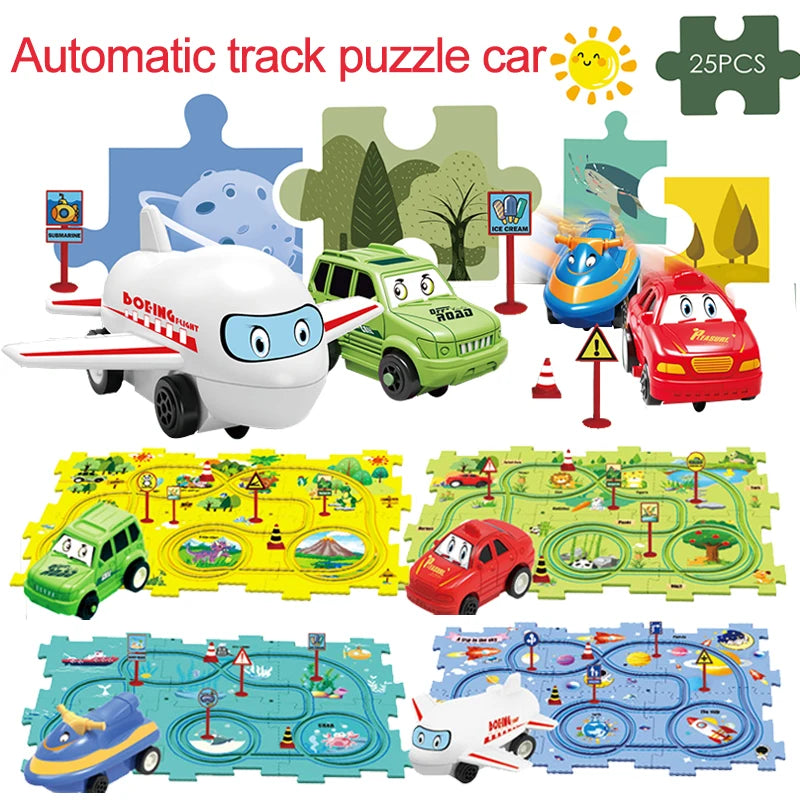 Children's Electric Railroad Speeder DIY Puzzle Car Educational Toy Gift
