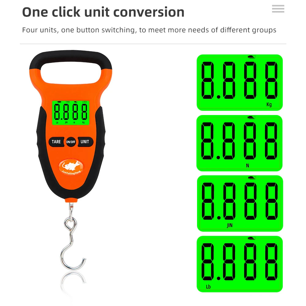 50KG Digital Portable Hanging Fishing Scale LCD Waterproof Non-Slip Handle 10g Accuracy