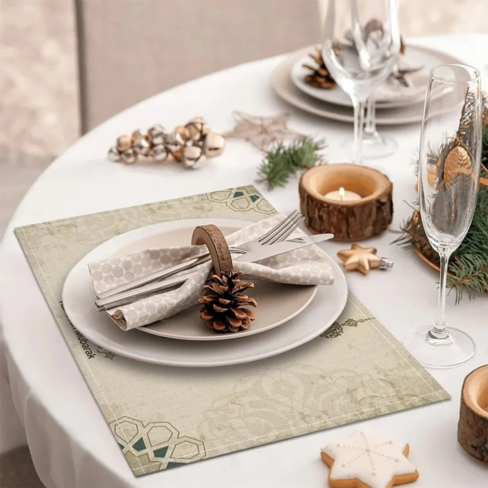 CowLost | 42x32cm-ramadan-linen-placemat-eid-mubarak-table-ornaments |5
