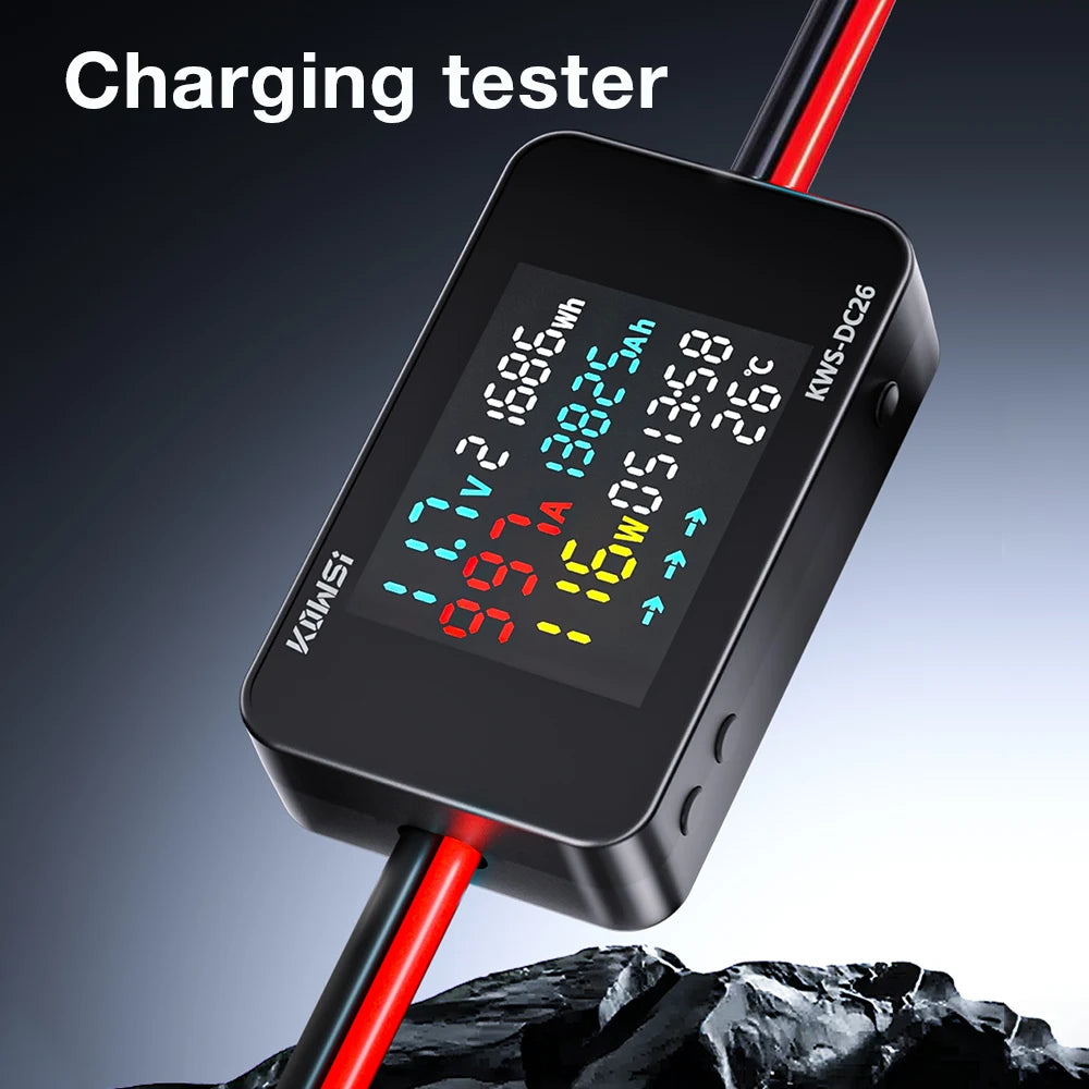 KWS-DC26 Digital Voltmeter Ammeter DC8-80V 0-20/50A Power Energy Meter with Color Screen for EV Battery Charging Detection