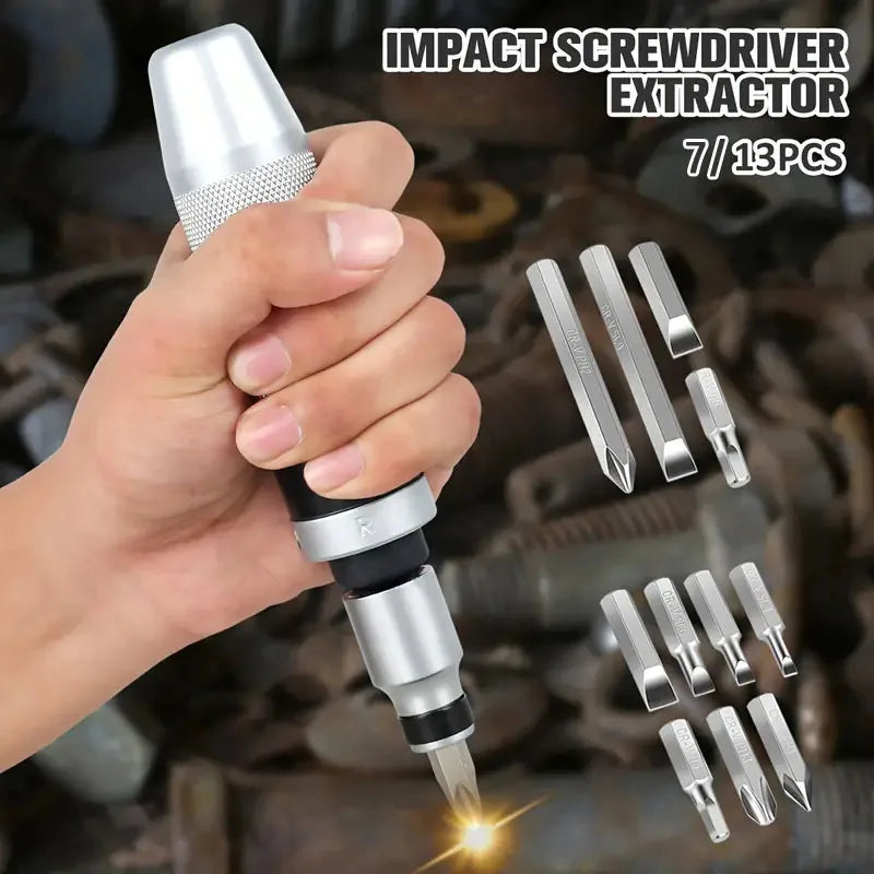 CowLost | 7-13-piece-impact-screwdriver-set-shockproof-screwdriver-chisel-bits-multifunctional-screw-extractor-remover-repair-tools |2