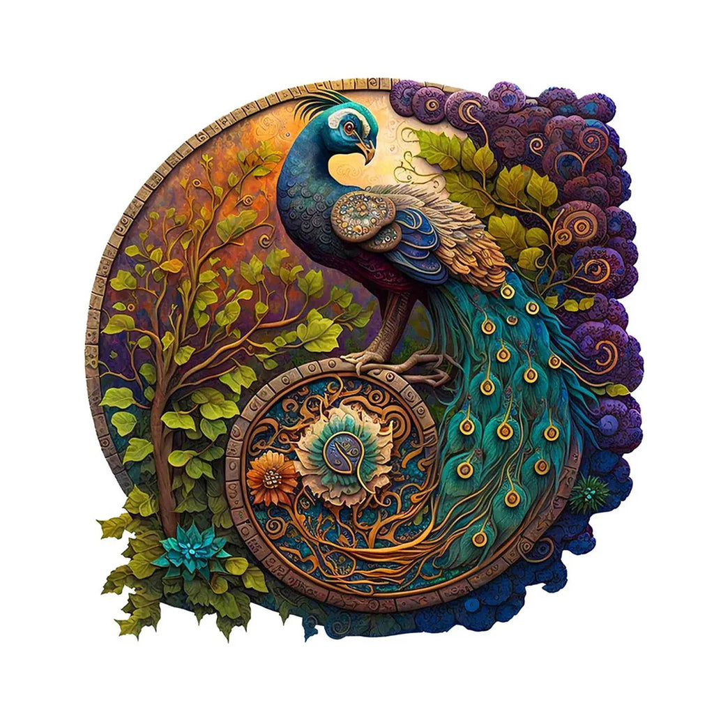 CowLost | product_id-round-wooden-peacock-jigsaw-puzzle-gift |1