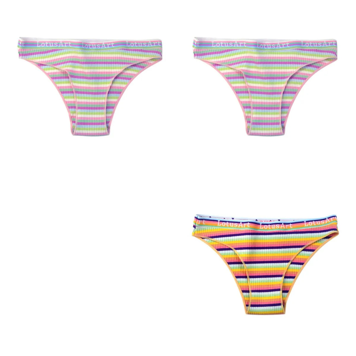 CowLost | product_id-3pcs-women-s-low-waist-striped-cotton-briefs-m-xxl-breathable-panties |21