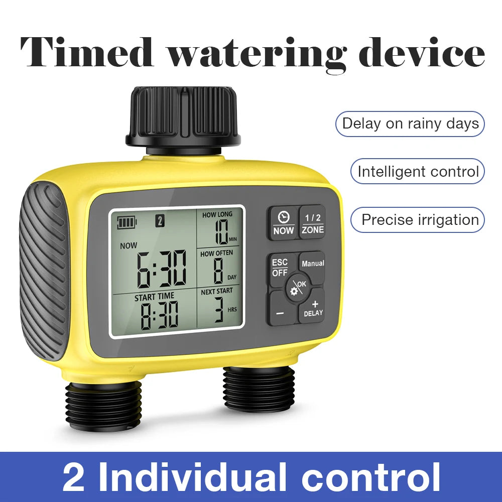 2-Channel Automatic Irrigation Controller Water Timer for Garden Greenhouse
