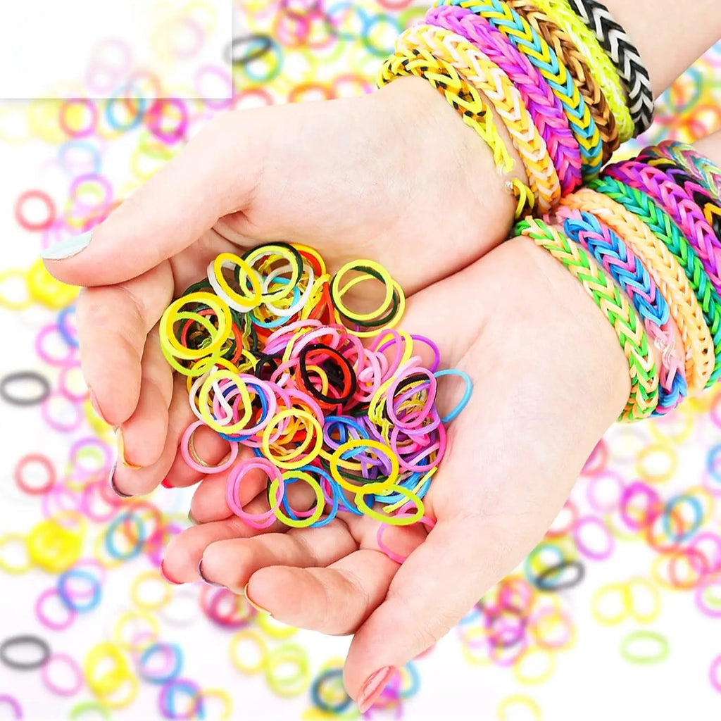 600pcs Colorful Rubber Loom Bands DIY Craft Kit Elastic Bracelet Set