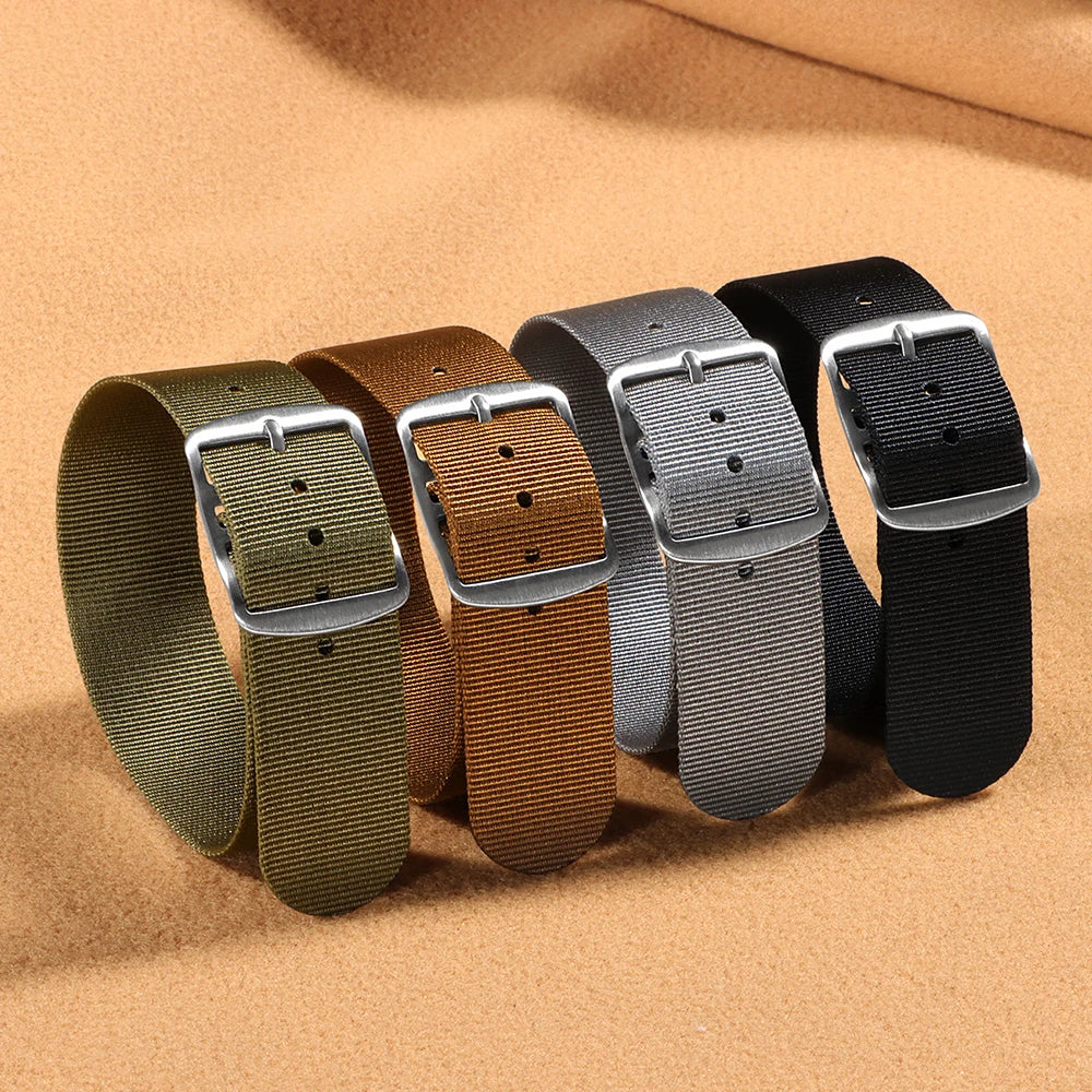 HQstrap 20mm Nylon Watch Strap Universal Brown Green Black Military Sport Band Replacement