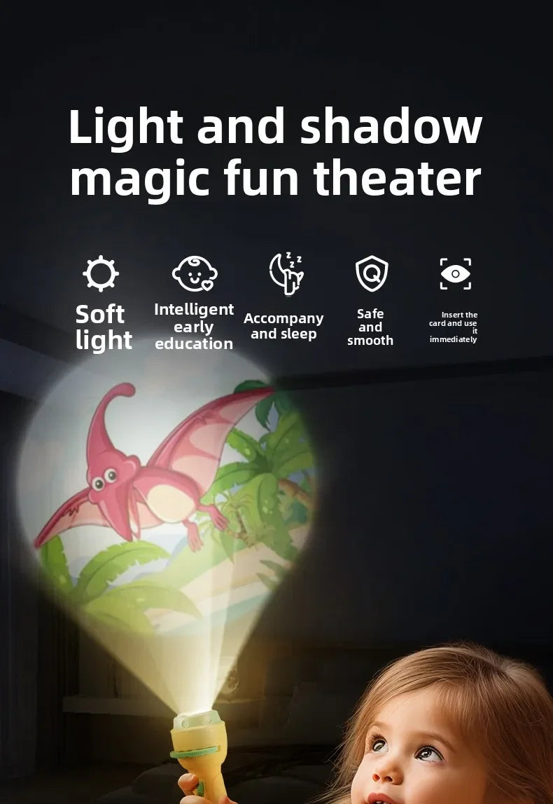 Christmas Cartoon Projection Flashlight Toy with 3-10 Cards for Kids Bedtime Stories