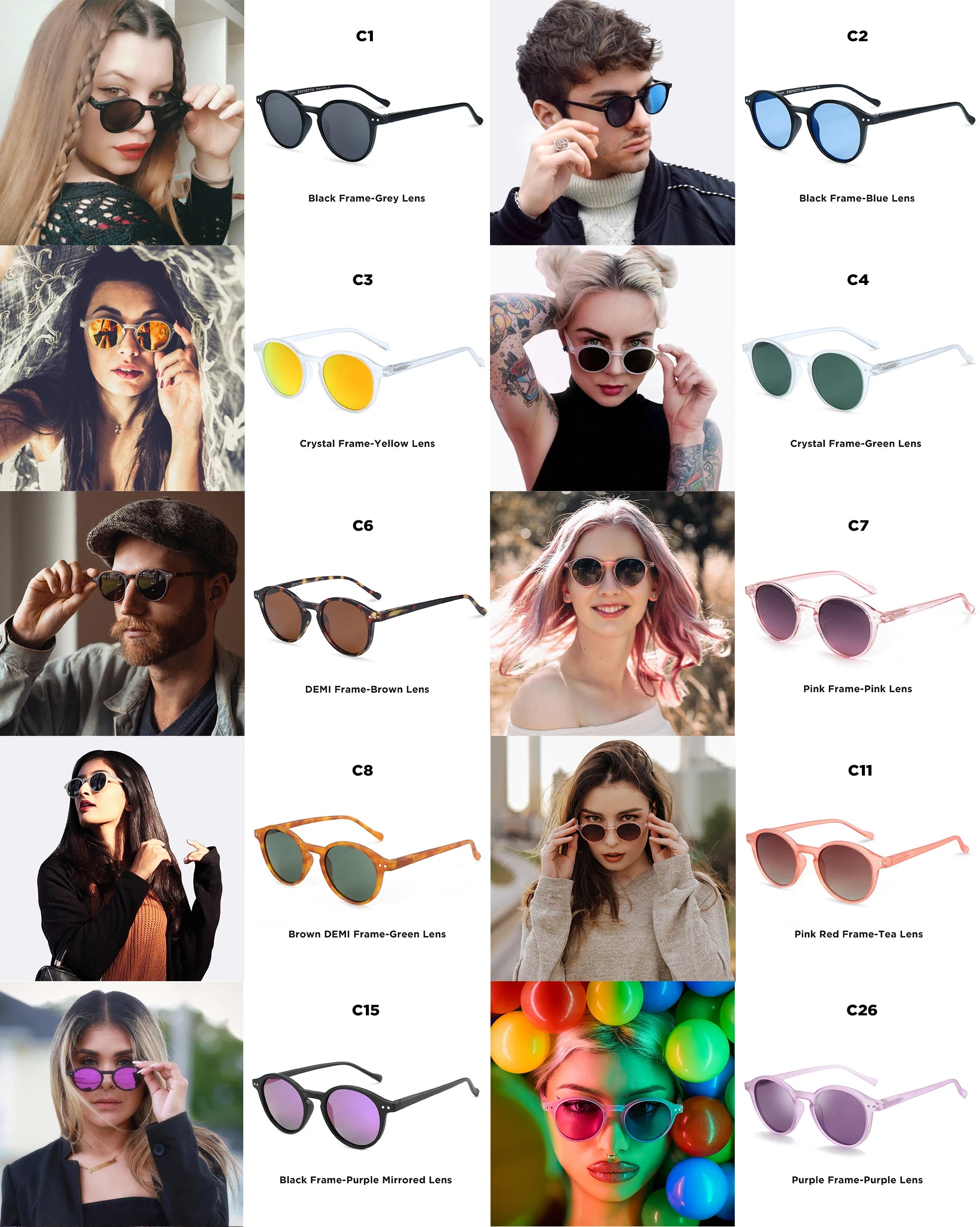 CowLost | zenottic-s-size-retro-circular-polarized-sunglasses |10
